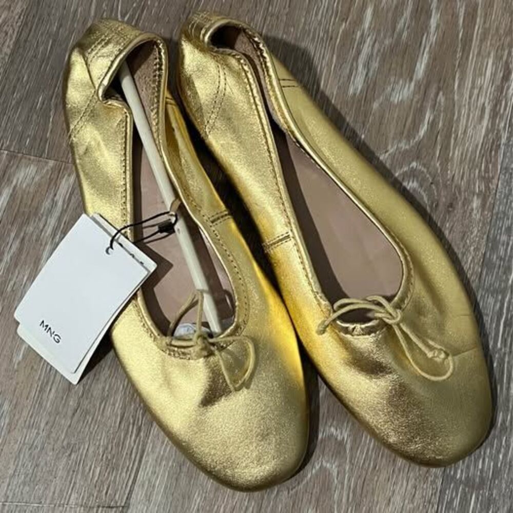 MNG" (Mango) Gold Leather Shoes Size 7.5